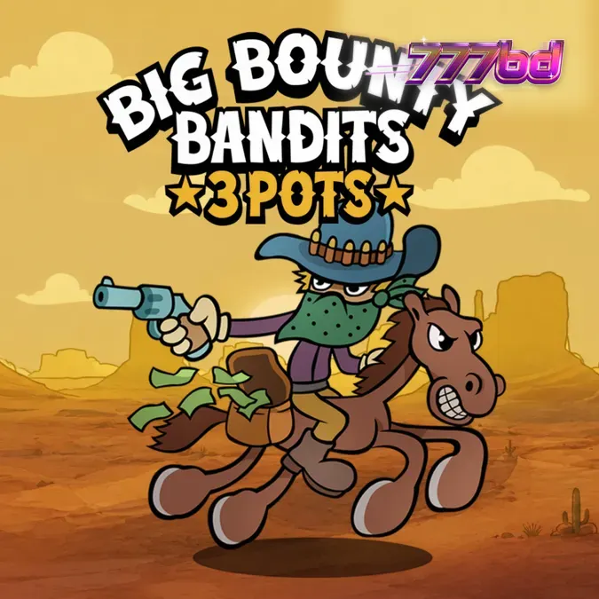 Big Bounty Bandits 3 Pots slot game interface showing the Western cartoon aesthetic and coin collection mechanics.
